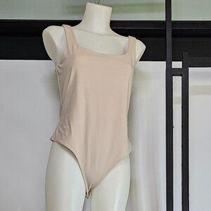 Banana Republic Nude Square-Neck Bodysuit – Soft Stretch Fit, Minimalist Essenti